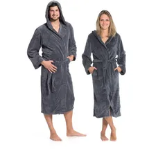 ZOLLNER unisex, Bademantel,, mit Kapuze 100% Polyester XXL graphit