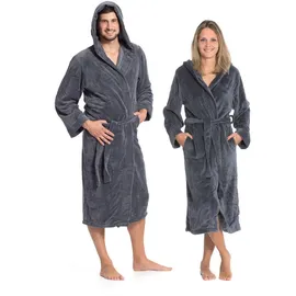 ZOLLNER unisex, Bademantel,, mit Kapuze 100% Polyester XXL graphit