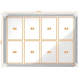 NOBO Schaukasten silber 8x DIN A4 97,2 x 3,7 x 69,2 cm, 1 St.