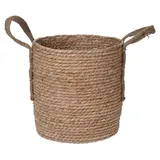 Aufbewahrungskorb BASKO, Braun - 28 x 28 cm - Rattan - mit Tragegriffen