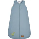 Sterntaler Schlafsack 90 cm Dino Rexi - Kinder und Baby Schlafsack unwattiert aus Musselin, mit 2-Wege-Reißverschluss und seitlicher Kabelöffnung, mit Feinfrottee Futter, TOG 1,0 - blau
