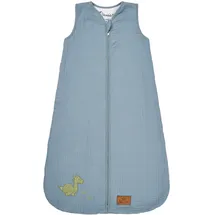 Sterntaler Schlafsack 90 cm Dino Rexi - Kinder und Baby Schlafsack unwattiert aus Musselin, mit 2-Wege-Reißverschluss und seitlicher Kabelöffnung, mit Feinfrottee Futter, TOG 1,0 - blau