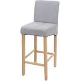 Mendler Barhocker HWC-C33, Barstuhl Tresenhocker, Holz MVG-zertifiziert ~ hellgrau, helle Beine, Stoff/Textil