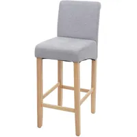 Mendler Barhocker HWC-C33, Barstuhl Tresenhocker, Holz MVG-zertifiziert ~ hellgrau, helle Beine, Stoff/Textil