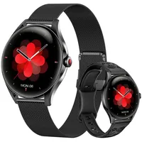 Sytifro H03 Smartwatch Damen, 3D-Kugelglas, AMOLED Always-On, 300 mAh (7 Tage) Smartwatch (1.32" cm) Zwei Armbänder, Ultra High Quality Exquisite Damenuhr. Bluetooth 5.3 Sport uhr, IP67 wasserdicht Fitness Tracker Damen. Gesundheits Uhr mit Schrittzähler, Herzfrequenz und Blutsauerstoff, Schlafüberwachung, Herzfrequenz, Schlafüberwachung, 2 Jahre Garantie, verfügbar für Android 4.4+ / iOS 10.0+ schwarz|silberfarben