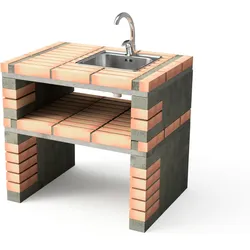 MOVELAR Modul California mit Arbeitsplatte aus farbigem Ziegelstein mit Spüle und Wasserhahn