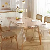 Tischdecke Transparent, Klarsicht Tischfolie Abwaschbar, 0.13mm PVC Durchsichtige Plastiktischdecke, Tischschutzfolie für Hochzeit (140x180cm)