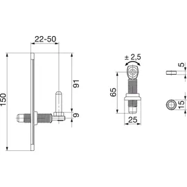 Maco Ladenplattenverstellkloben MV mit Gewinde 22-50mm schwarz