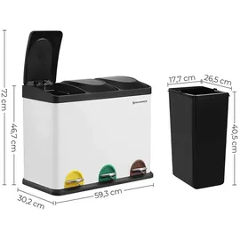 Songmics Mülleimer 45 l Weiß