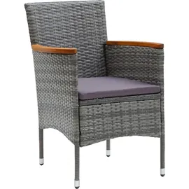 vidaXL 3-tlg. Bistro-Set Poly Rattan und Akazienholz Grau