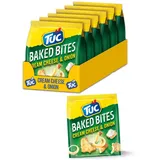 TUC Baked Bites Cream Cheese & Onion 6 x 110g I Salzgebäck Großpackung I Cracker mit Sauerrahm-Zwiebel-Geschmack I TUC Mini-Cracker