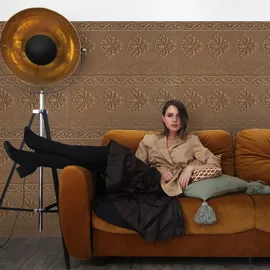 Relaxdays Wandpaneel Barock braun 10 St. 70 x 70 x 1 cm