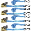 Zurrgurt - Praktisches Set mit 4 Stück - Zweiteilig - 4,5 m x 25 mm - 500 kg maximale Belastbarkeit - Mit Spannratsche & S-Haken - Aus Polyester / Spanngurt / Ladungssicherung / DY270643