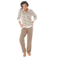 Consult-Tex Hausanzug Damen Hausanzug Homewear Suit (Spar-Set, 1 Stück) Freizeitanzug / Hausanzug mit Streifenmuster beige 48/50