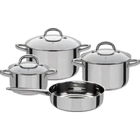 Famanu Kochtopfset mit Glasdeckel - Silber - 4-teilig