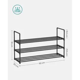 Songmics Schuhregal 92 x 55 x 30 cm Schwarz / Schwarz