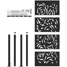 vidaXL Gartentor Schwarz 105x205 cm Stahl Flammen-Design