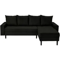 Carryhome Ecksofa, Schwarz, Textil, 3-Sitzer, Füllung: Polyurethan (Pur), Ottomane rechts, L-Form, 231x157 cm, Liegefunktion, seitenverkehrt erhältlich, Schlafen auf Sitzhöhe, Rücken echt, Wohnzimmer, Sofas & Couches, Wohnlandschaften, Ecksofas