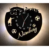 Designbysh Fußball Fan LED Wanduhr Nürnberg Fanartikel Wanduhr Geschenk Fußballfan