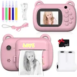 SUPBRO Kinderkamera, Kamera für Kinder, Digitale Kinderkameras mit 2,4-Zoll-Bildschirm 1080P HD-Kamera Print Sofortbildkamera für Kinder 3-10 Jahre alt Geburtstag Weihnachten (Hase)