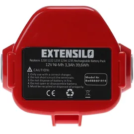EXTENSILO 3x Akku kompatibel mit Makita 1050d, 1050da, 1050dra, 1050dwa, 1050dwb, 1050dwbe Elektrowerkzeug (3300 mAh, NiMH, 12 V)