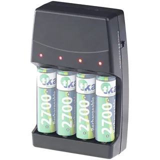 Revolt 2in1-Ladegerät für NiMH-/NiCd-Akkus & Alkaline-Batterien, Typ AA & AAA