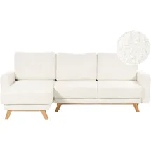 Beliani 3-Sitzer Ecksofa Bouclé cremeweiß mit Schlaffunktion L-Form Steppung Skandi Schlafsofa Wohnzimmer Ausstattung - Couches, Wohnlandschaften, Ecksofas