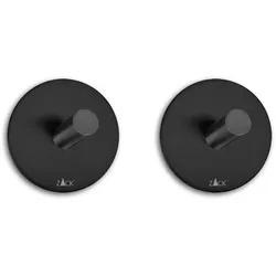 ZACK Duplo Handtuchhaken-Set, rund, selbstklebend 40354, Accessoires, schwarz