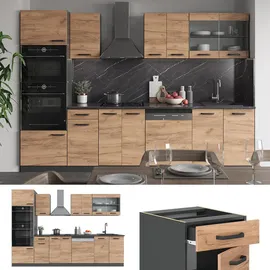 Vicco Küchenzeile R-Line 300 cm Goldkraft Eiche/Anthrazit