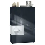 Vladon Standvitrine Morena V2 91,5 x 136,5 x 37 cm Schwarz matt/Weiß matt