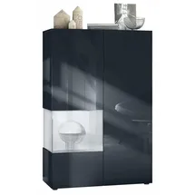 Vladon Standvitrine Morena V2 91,5 x 136,5 x 37 cm Schwarz matt/Weiß matt