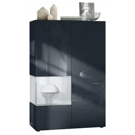 Vladon Standvitrine Morena V2 91,5 x 136,5 x 37 cm Schwarz matt/Weiß matt