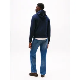 Tommy Hilfiger Hoodie TOMMY HILFIGER "OUTLINE FLAG SCRIPT HOODIE", Herren, Gr. M, blau (desert sky), Sweatware, Obermaterial: 100% Baumwolle, Rippbündchen, Sweatshirts Hoodie, mit kontrastfarbener Stickerei