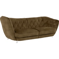 Big-Sofa LEONIQUE "Retro" Sofas Gr. B/H/T: 256 cm x 85 cm x 115 cm, Chenille, Hohe Armlehne links, braun (bronzo) XXL Sofas