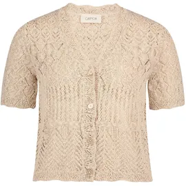 Cartoon Strickjacke mit Ajour-Muster Beige 44