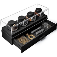 Holme & Hadfield Uhrenvitrine Uhrenständer - Perfektes Vatertagsgeschenk - Holz Herrenuhrenkasten Uhrenbox Organizer für Männer Uhrenboxen - Display und Schublade für Accessoires
