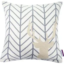 Tom Tailor HOME "SHINY DEER" Gr. 1, bunt (goldfarben, wollweiß, grau, gemustert), B:50cm L:50cm, Baumwolle, Dekokissen_Sitzkissen_Kissenhüllen, Kissenhülle ohne Füllung, 1 Stück