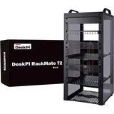 GeeekPi DeskPi RackMate T2, 12U 10 Zoll Serverschrank, 260 mm Tiefes Mini-Rack mit Regalboden & Blindplatte & Patchpanel, für NAS, AV- & Netzwerktechnik (Schwarz)