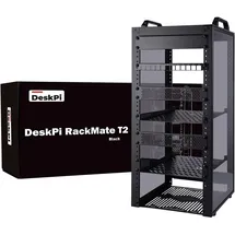 GeeekPi DeskPi RackMate T2, 12U 10 Zoll Serverschrank, 260 mm Tiefes Mini-Rack mit Regalboden & Blindplatte & Patchpanel, für NAS, AV- & Netzwerktechnik (Schwarz)