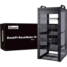 GeeekPi DeskPi RackMate T2, 12U 10 Zoll Serverschrank, 260 mm Tiefes Mini-Rack mit Regalboden & Blindplatte & Patchpanel, für NAS, AV- & Netzwerktechnik (Schwarz)