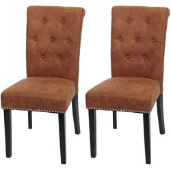 2er-Set Esszimmerstuhl Chesterfield II, Stuhl Küchenstuhl, Nieten ~ Wildlederimitat, dunkle Beine