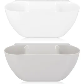 Navaris 2x Auffangschale für Küchenabfälle zum Einhängen - 2er Set Mülleimer Abfall Behälter für Bio Müll - Abfalleimer in Grau Weiß