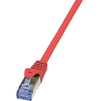 Logilink CQ3034S RJ45 Netzwerkkabel, Patchkabel CAT 6a S/FTP Rot Flammwidrig, mit Rastnasensch,