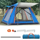 Gziztx Camping Zelt 4-6 Personen Pop Up Zelt Wurfzelt mit 2 Türen und 2 Fenstern, Wasserdicht, Sonnenschutz, Einfach Aufzubauen, für Reisen im Freien, Wandern, Strand, Angeln (240 * 240 * 154CM Blau)
