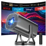 Mini Beamer 4K 1080P, Mini Projektor Tragbarer 22000L Android 12.0 mit WiFi 6 Bluetooth 5.4, Beamer Klein Projektor Auto Keystone 270°Dreh Kompatibel HDMI, TF Karte, USB, Laptop für Heimkino Outdoor
