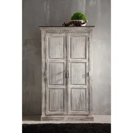 Massivmoebel24 Schrank Mango / Akazie 105x50x180 weiß gewachst CASTLE-ANTIK 221