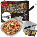 Heidenfeld Pizzaschieber Klappbarer Pizzaschieber Pompeji, TPR-Gummi-Griff, Alu Schieber für Pizzastein - Pizzaschaufel - 27.0 x 30.5cm silberfarben