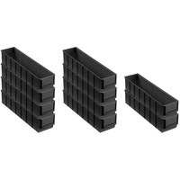 SparSet 10x Leitfähige Industriebox 400 S | HxBxT 8,1x9,1x40cm | 2,2 Liter | ESD, Sichtlagerkasten, Sortimentskasten, Sortimentsbox, Kleinteilebox