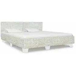 vidaXL Bettgestell Grau Natur Rattan 180 x 200 cm