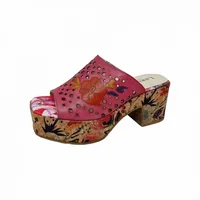 LAURA VITA Damen Pantolette Leder Perforierung Plateau Paulao 25,